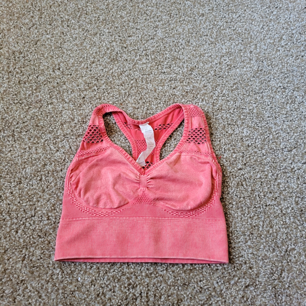 Coral Avocado Made In U.S.A. Sports Bra